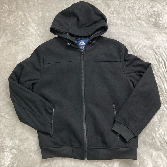 American Rag Black Hooded Full Zip Wool Blend Jacket with Pockets Size XL - Picture 1 of 9